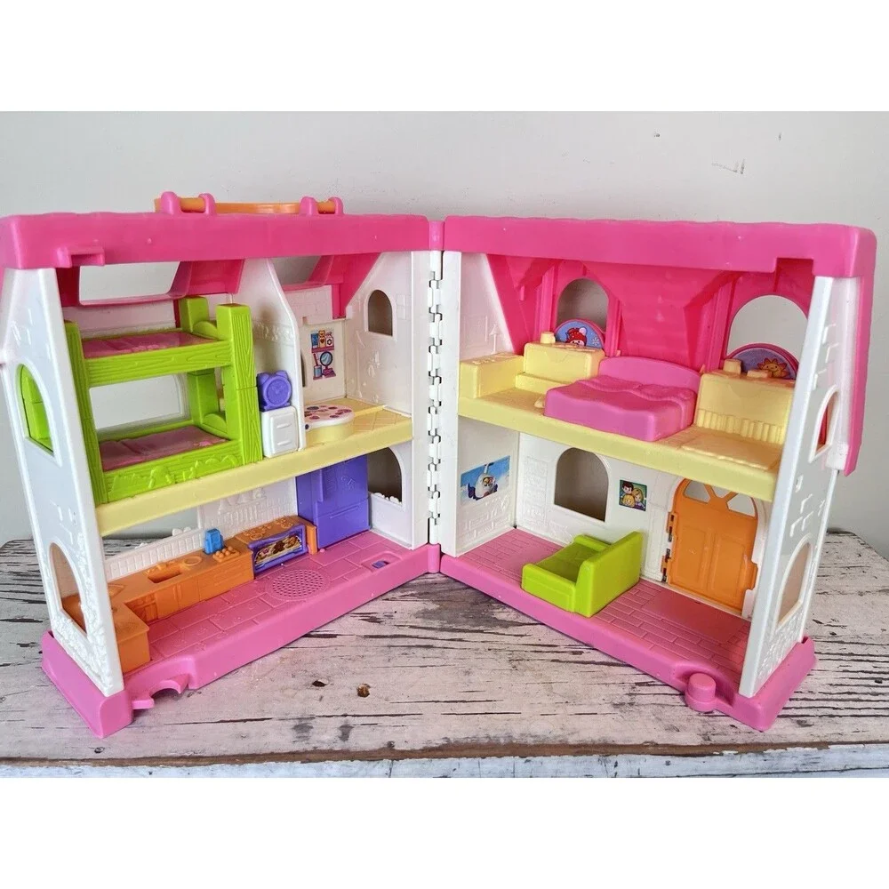 Fisher Price Little People Happy Sounds Home Dollhouse Pink 2015 Mattel Works